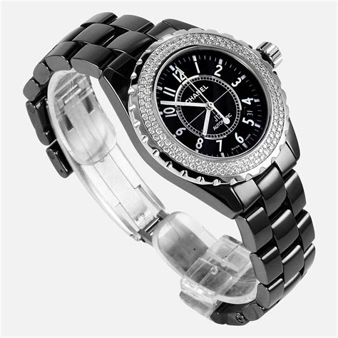 chanel j12 black 38mm diamond bezel|Chanel j12 automatic watch price.